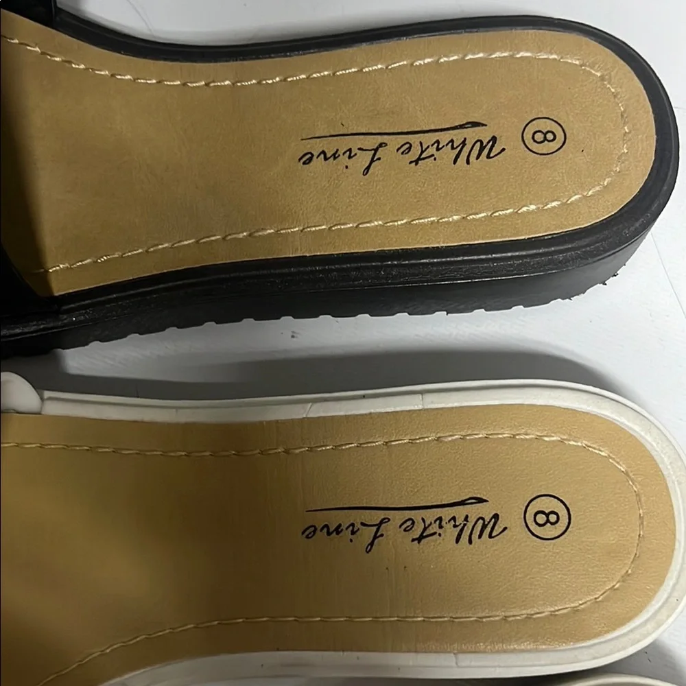 Set of 2 Black and White Slide Sandals - Picture 3 of 5